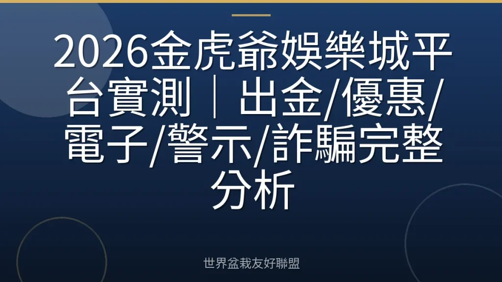 2026金虎爺娛樂城平台實測｜出金/優惠/電子/警示/詐騙完整分析