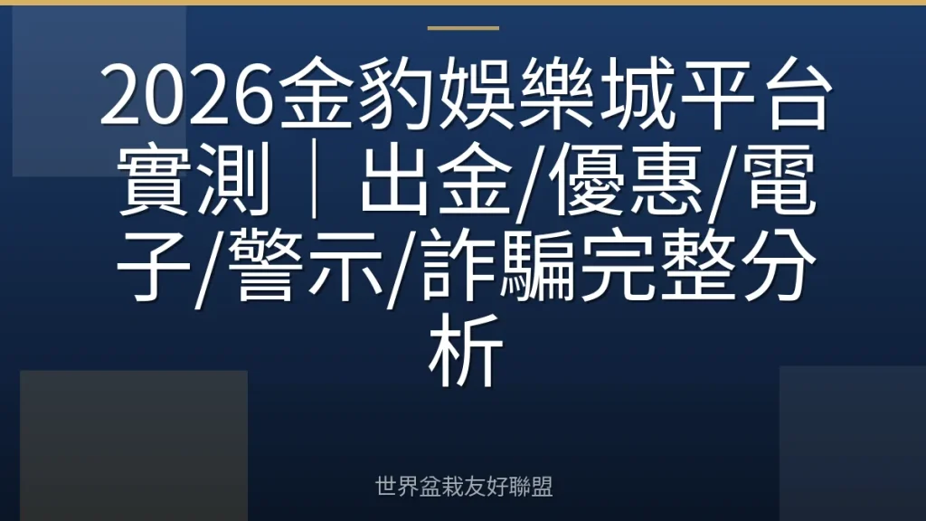 2026金豹娛樂城平台實測|出金/優惠/電子/警示/詐騙完整分析