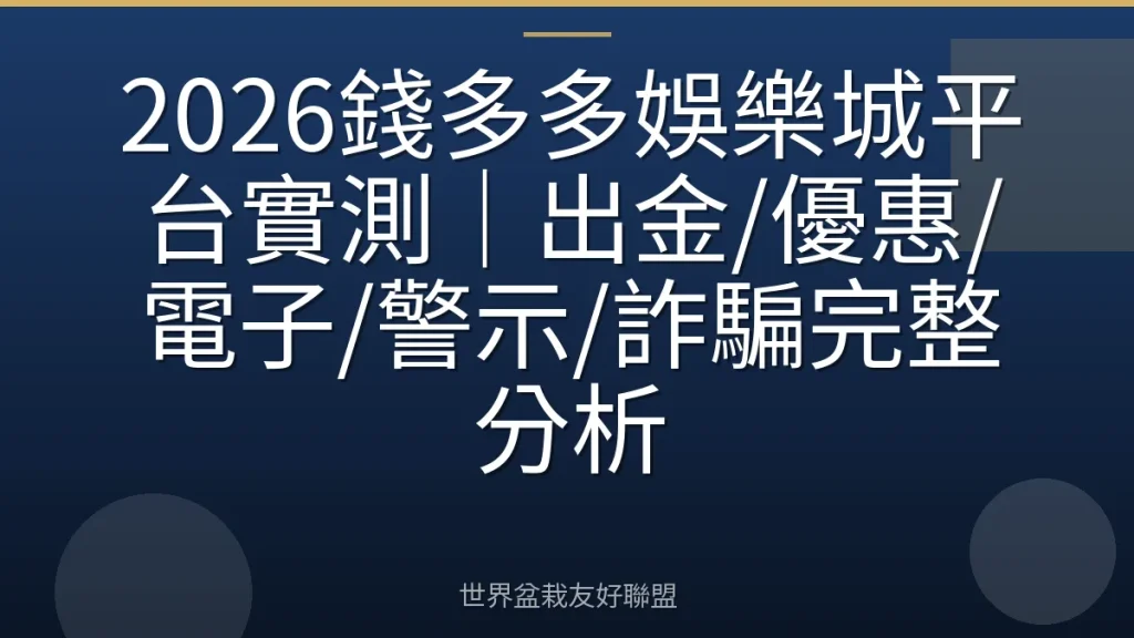 2026錢多多娛樂城平台實測|出金/優惠/電子/警示/詐騙完整分析