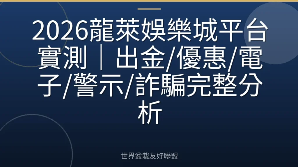 2026龍萊娛樂城平台實測|出金/優惠/電子/警示/詐騙完整分析