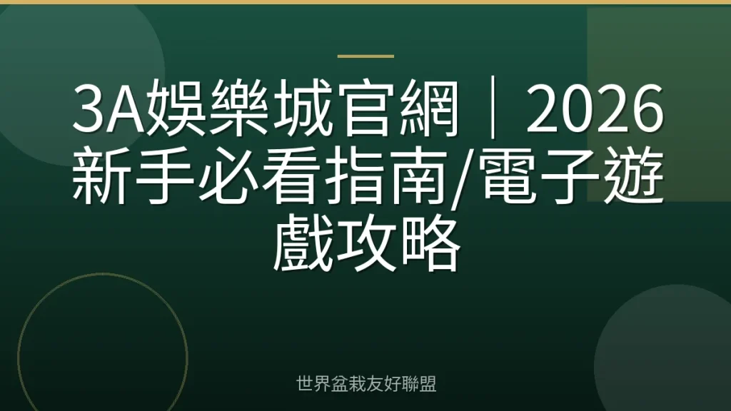 3A娛樂城官網｜2026新手必看指南/電子遊戲攻略