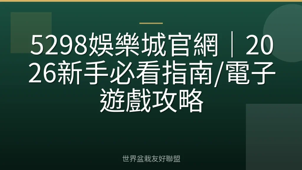 5298娛樂城官網｜2026新手必看指南/電子遊戲攻略
