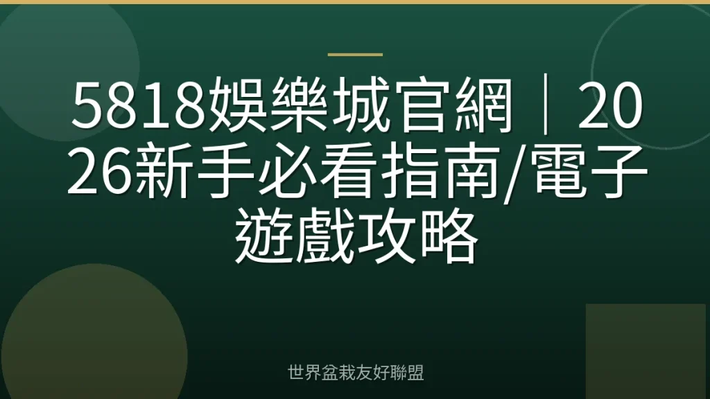 5818娛樂城官網｜2026新手必看指南/電子遊戲攻略