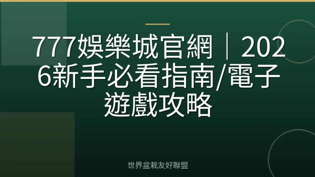 777娛樂城官網｜2026新手必看指南/電子遊戲攻略
