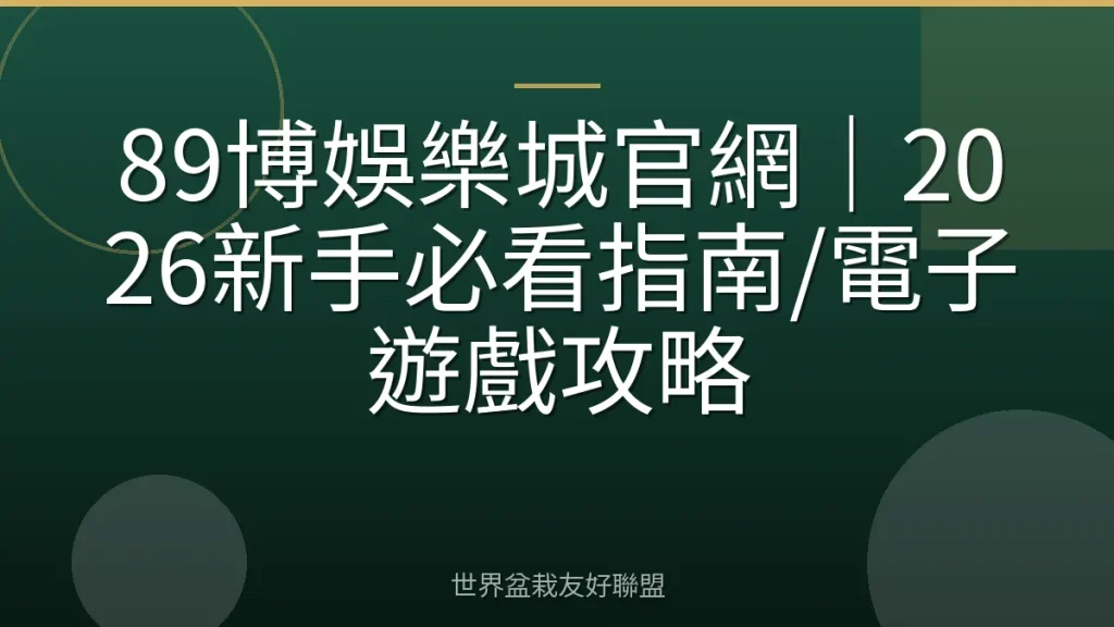 89博娛樂城官網|2026新手必看指南/電子遊戲攻略