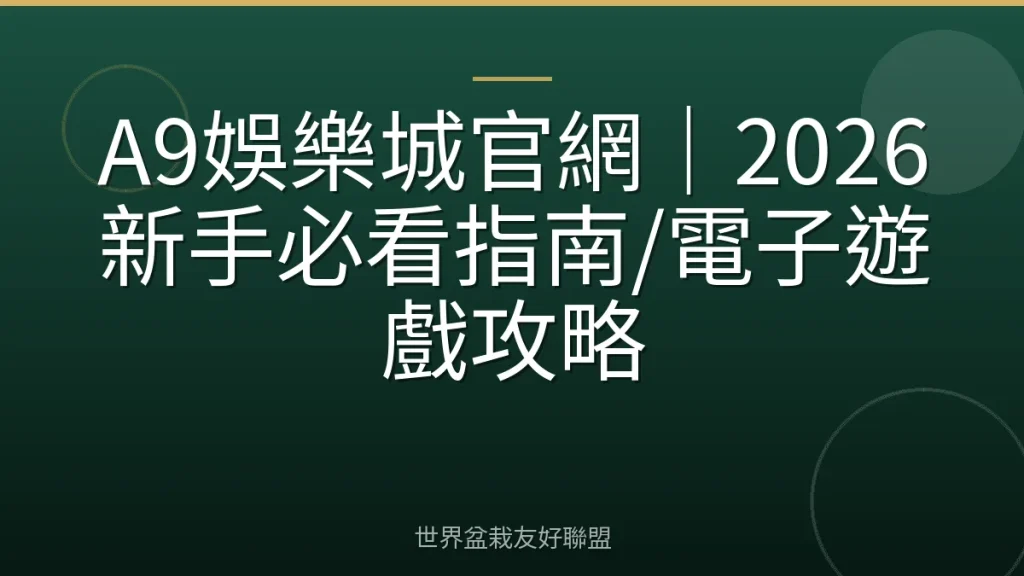 A9娛樂城官網｜2026新手必看指南/電子遊戲攻略