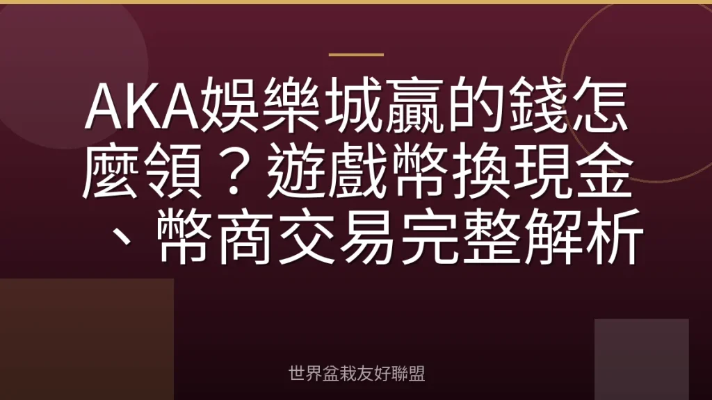 AKA娛樂城贏的錢怎麼領?遊戲幣換現金、幣商交易完整解析