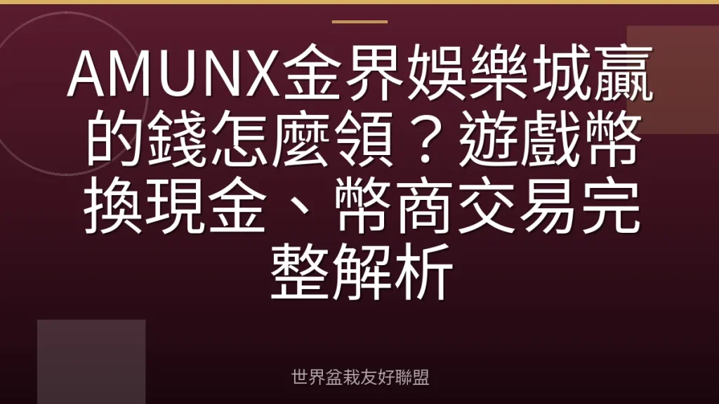 AMUNX金界娛樂城贏的錢怎麼領?遊戲幣換現金、幣商交易完整解析