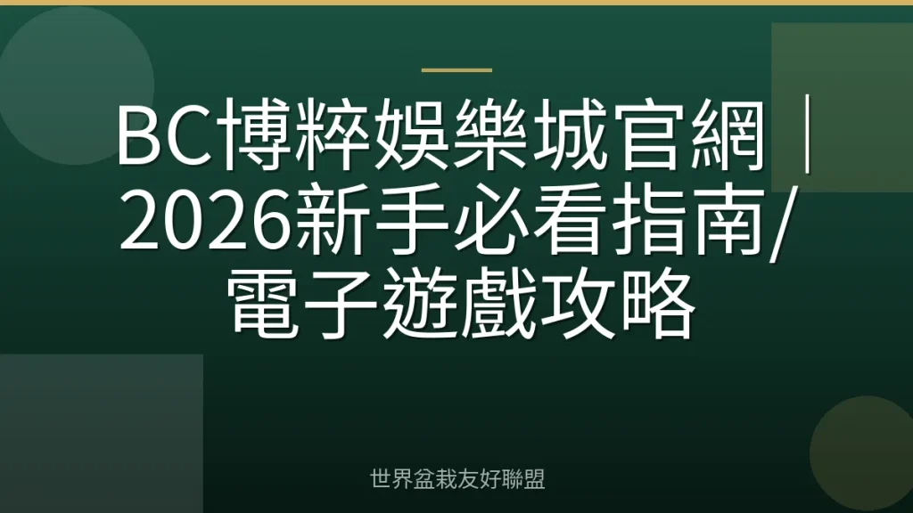 BC博粹娛樂城官網|2026新手必看指南/電子遊戲攻略