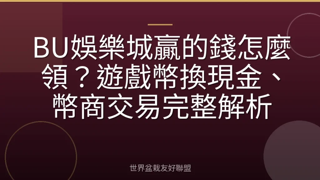 BU娛樂城贏的錢怎麼領?遊戲幣換現金、幣商交易完整解析