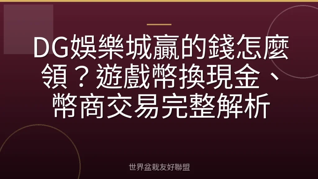 DG娛樂城贏的錢怎麼領?遊戲幣換現金、幣商交易完整解析
