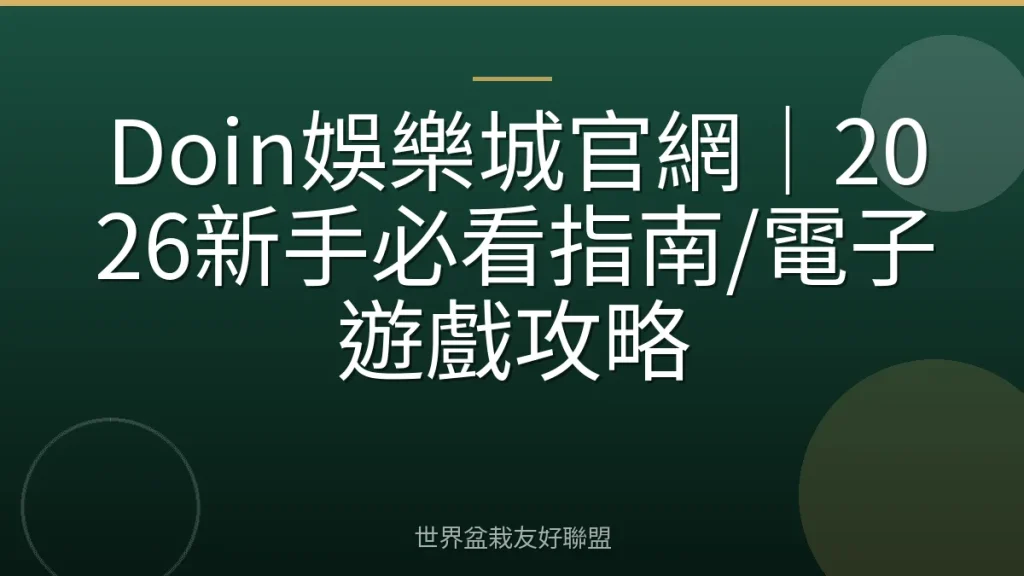 Doin娛樂城官網|2026新手必看指南/電子遊戲攻略