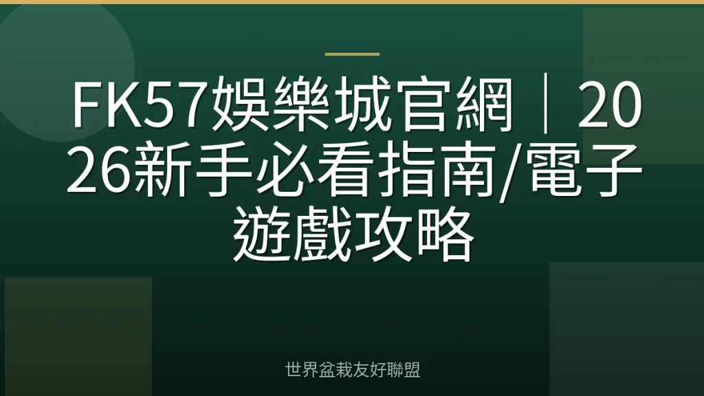 FK57娛樂城官網｜2026新手必看指南/電子遊戲攻略