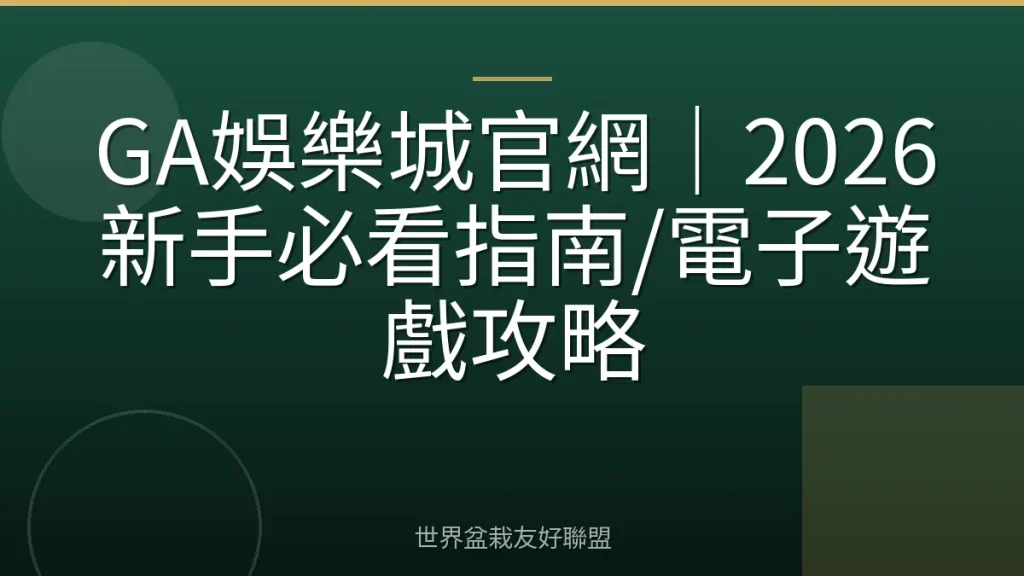 GA娛樂城官網｜2026新手必看指南/電子遊戲攻略