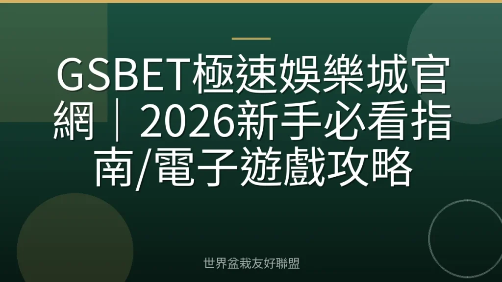 GSBET極速娛樂城官網|2026新手必看指南/電子遊戲攻略