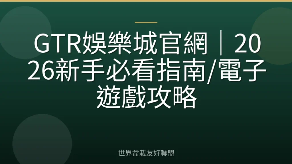GTR娛樂城官網｜2026新手必看指南/電子遊戲攻略