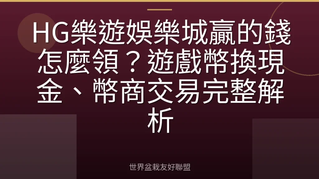 HG樂遊娛樂城贏的錢怎麼領?遊戲幣換現金、幣商交易完整解析