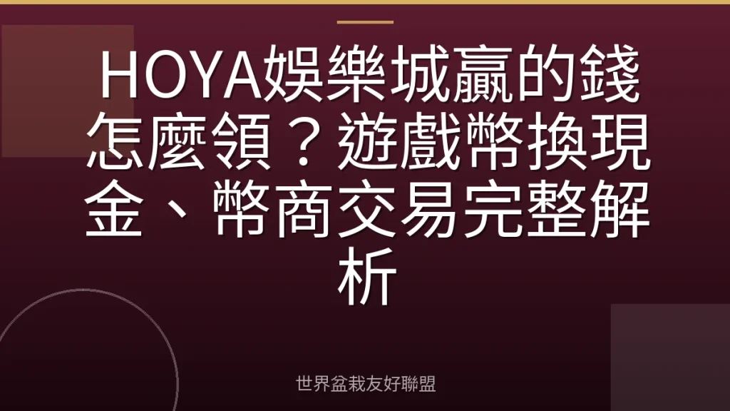 HOYA娛樂城贏的錢怎麼領?遊戲幣換現金、幣商交易完整解析