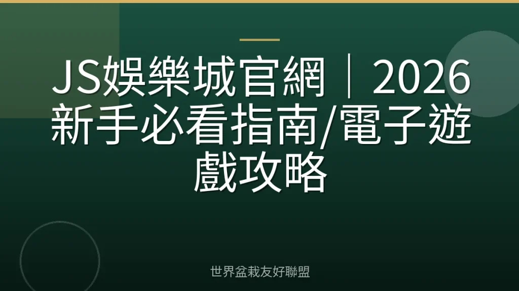 JS娛樂城官網｜2026新手必看指南/電子遊戲攻略