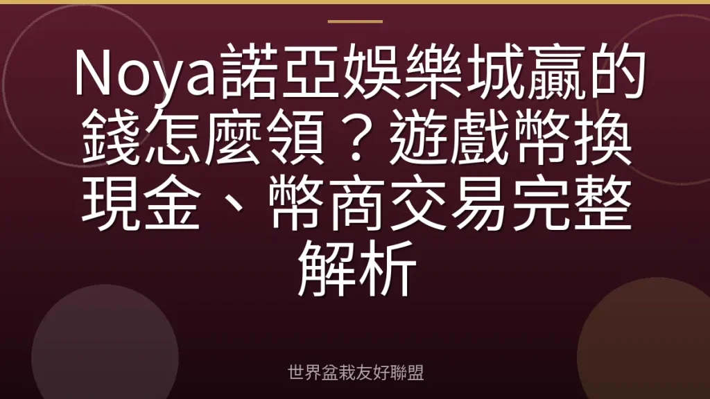Noya諾亞娛樂城贏的錢怎麼領?遊戲幣換現金、幣商交易完整解析