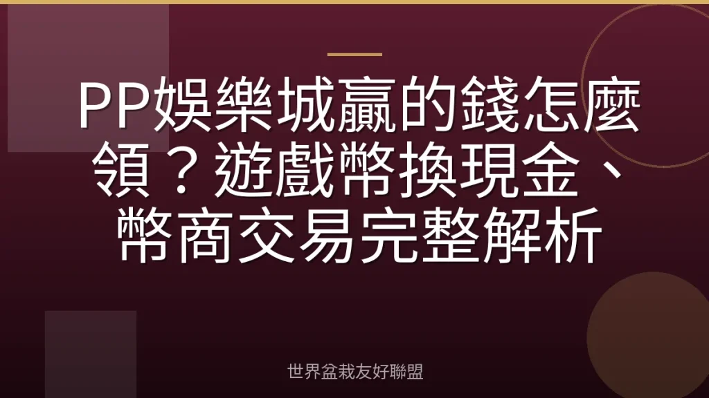 PP娛樂城贏的錢怎麼領?遊戲幣換現金、幣商交易完整解析