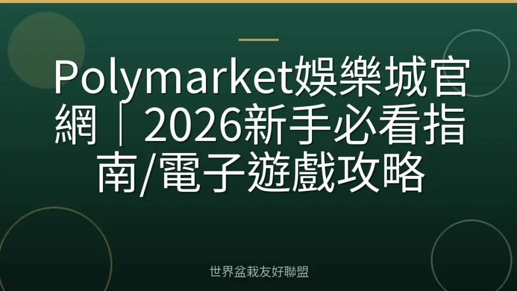 Polymarket娛樂城官網｜2026新手必看指南/電子遊戲攻略