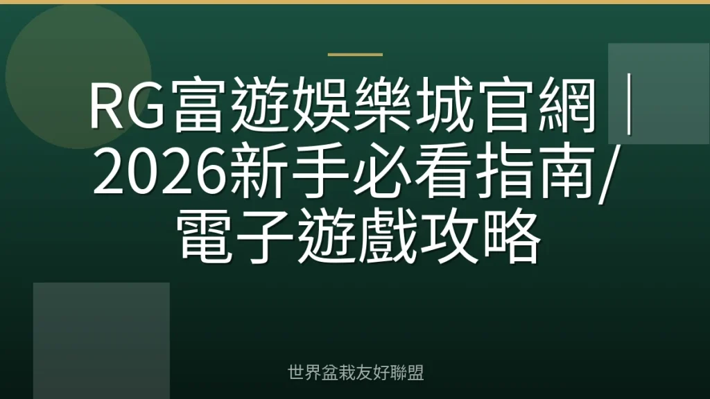 RG富遊娛樂城官網｜2026新手必看指南/電子遊戲攻略