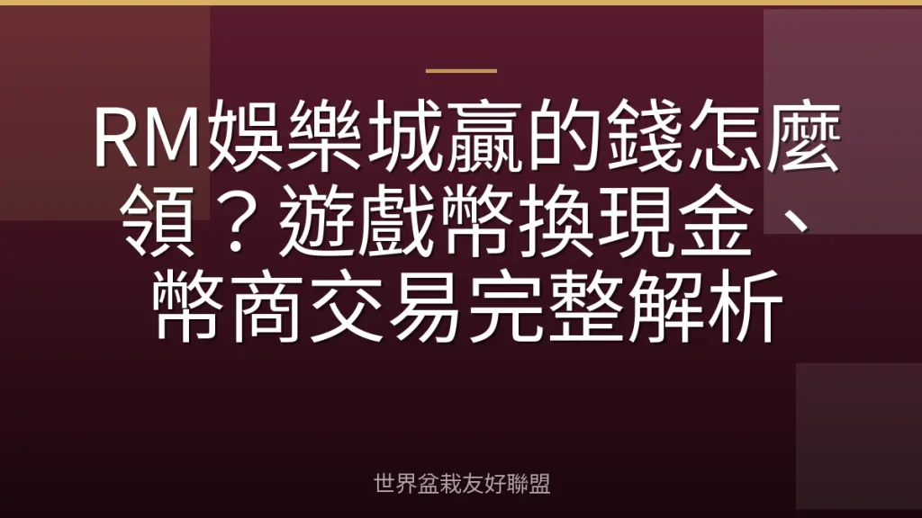 RM娛樂城贏的錢怎麼領？遊戲幣換現金、幣商交易完整解析