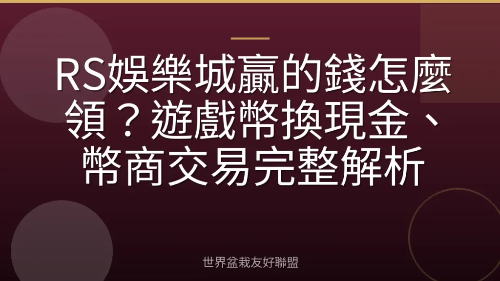 RS娛樂城贏的錢怎麼領?遊戲幣換現金、幣商交易完整解析