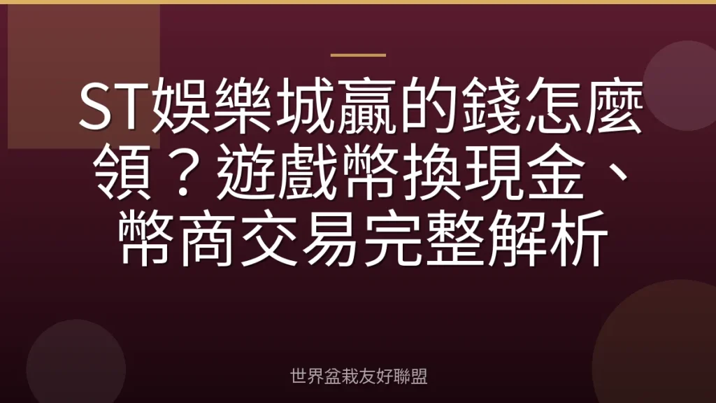 ST娛樂城贏的錢怎麼領?遊戲幣換現金、幣商交易完整解析