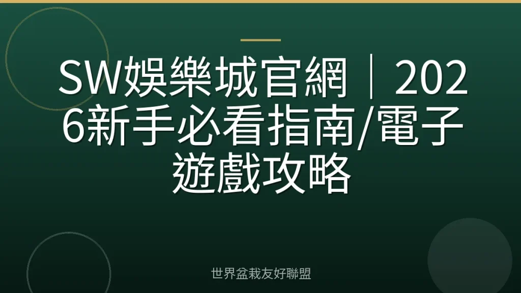 SW娛樂城官網|2026新手必看指南/電子遊戲攻略