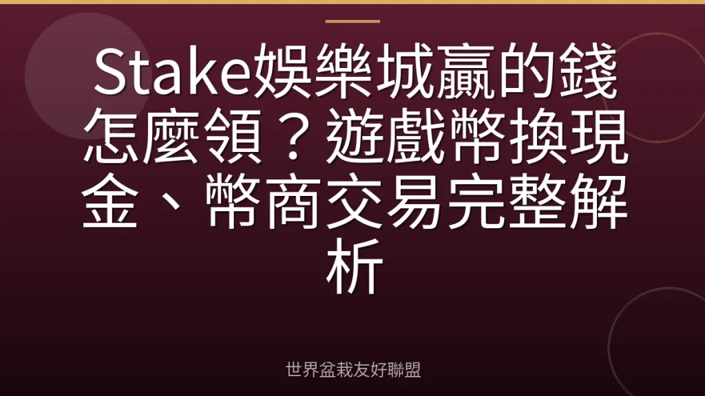 Stake娛樂城贏的錢怎麼領？遊戲幣換現金、幣商交易完整解析