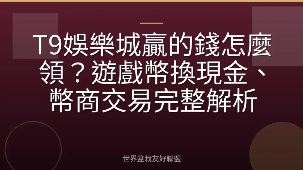 T9娛樂城贏的錢怎麼領?遊戲幣換現金、幣商交易完整解析