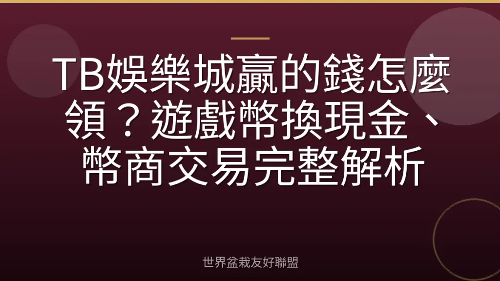 TB娛樂城贏的錢怎麼領？遊戲幣換現金、幣商交易完整解析