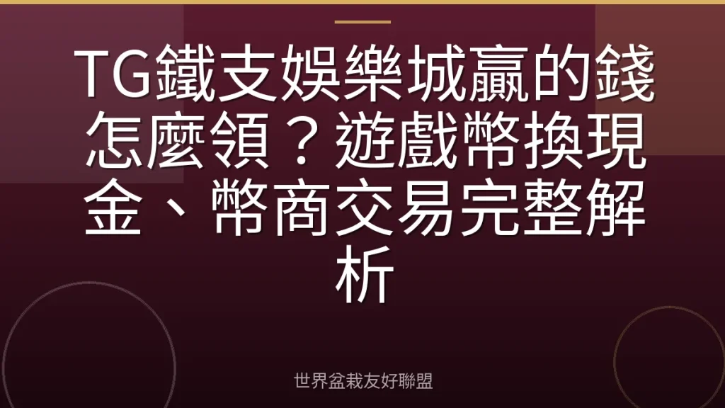 TG鐵支娛樂城贏的錢怎麼領?遊戲幣換現金、幣商交易完整解析