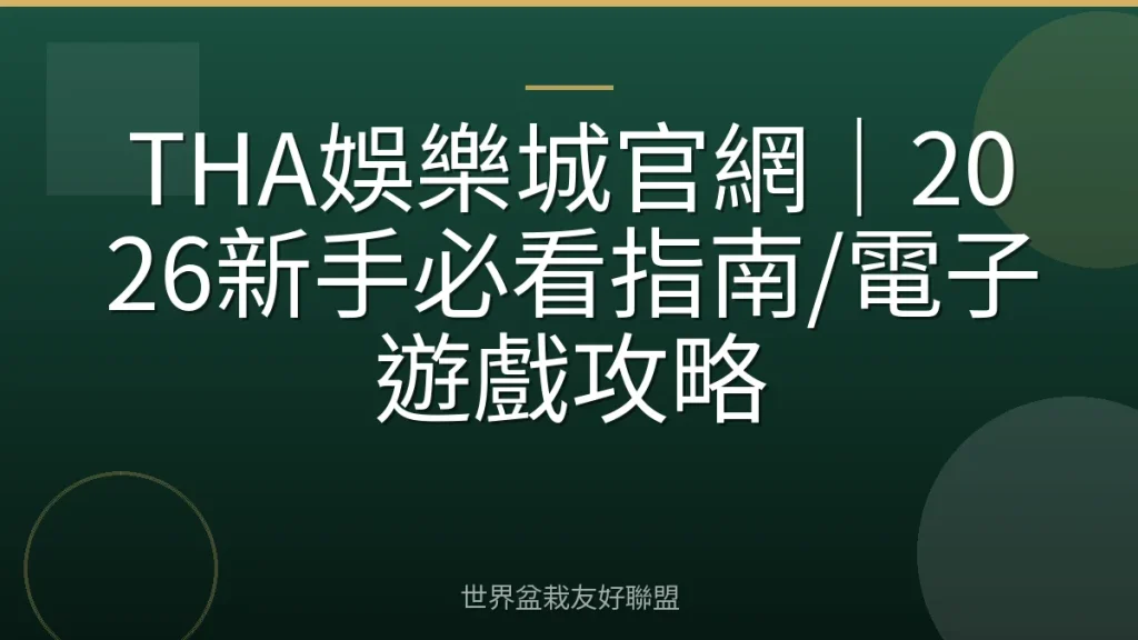 THA娛樂城官網|2026新手必看指南/電子遊戲攻略