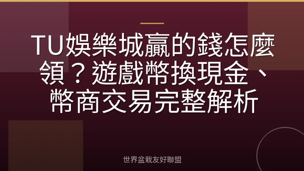 TU娛樂城贏的錢怎麼領?遊戲幣換現金、幣商交易完整解析