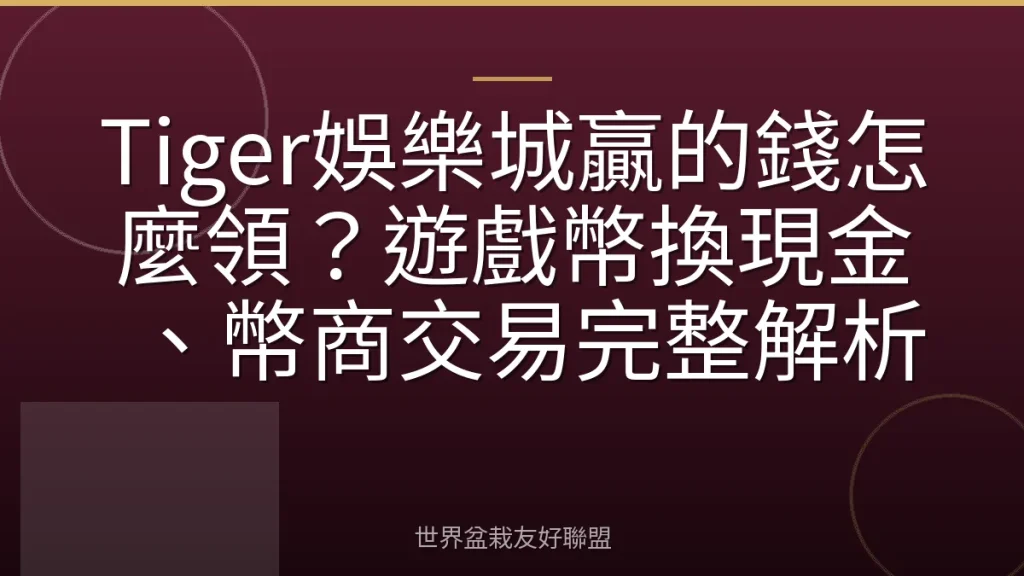 Tiger娛樂城贏的錢怎麼領?遊戲幣換現金、幣商交易完整解析