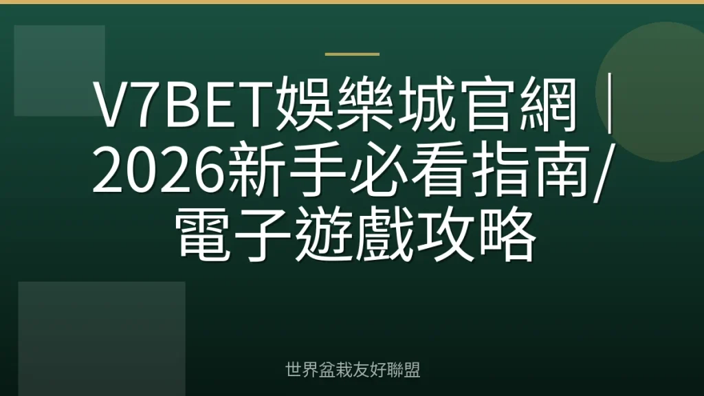 V7BET娛樂城官網|2026新手必看指南/電子遊戲攻略