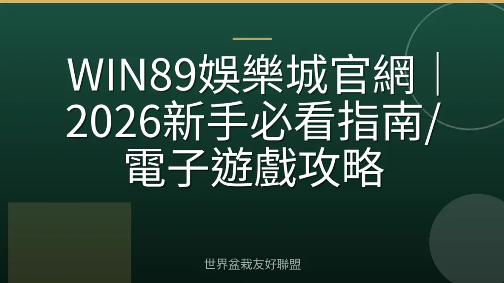 WIN89娛樂城官網｜2026新手必看指南/電子遊戲攻略