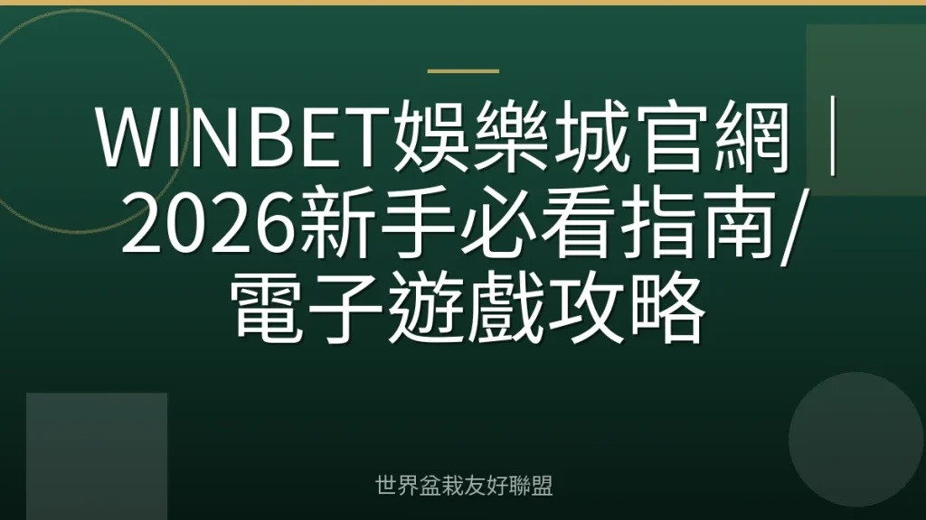 WINBET娛樂城官網|2026新手必看指南/電子遊戲攻略