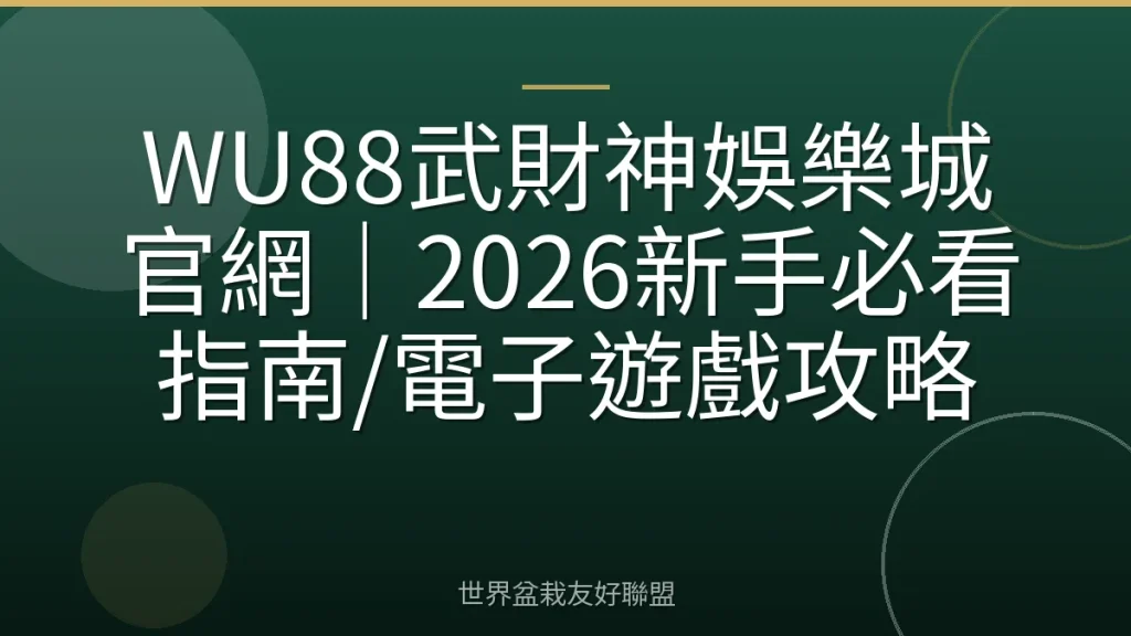 WU88武財神娛樂城官網|2026新手必看指南/電子遊戲攻略