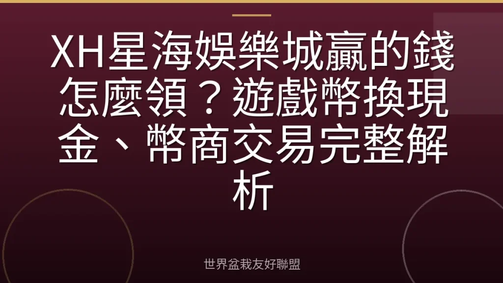 XH星海娛樂城贏的錢怎麼領?遊戲幣換現金、幣商交易完整解析