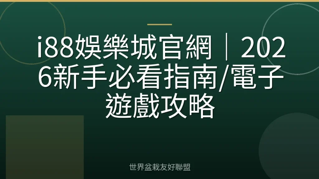 i88娛樂城官網|2026新手必看指南/電子遊戲攻略