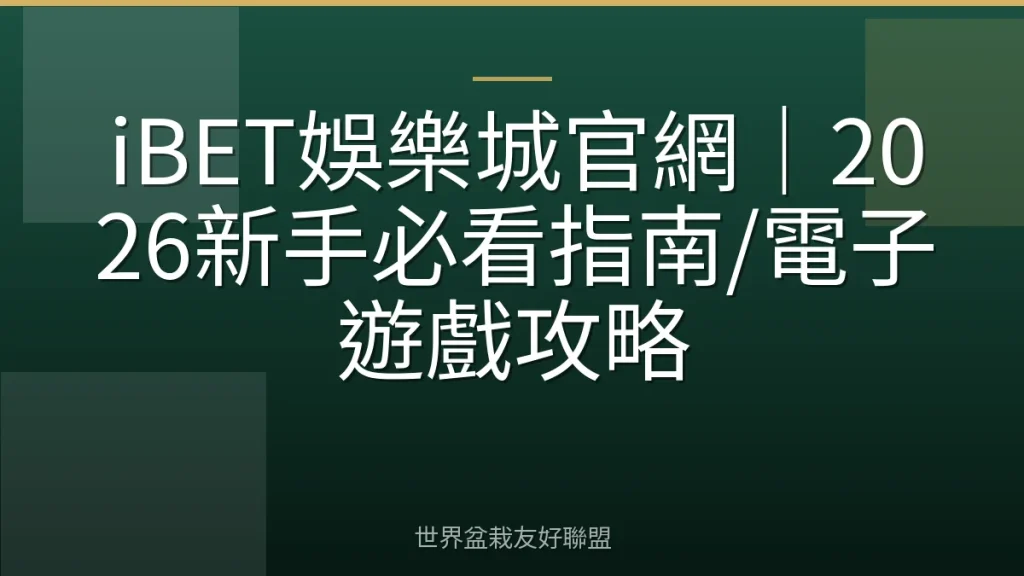 iBET娛樂城官網｜2026新手必看指南/電子遊戲攻略