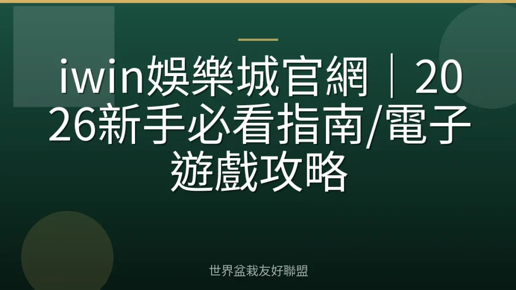 iwin娛樂城官網|2026新手必看指南/電子遊戲攻略