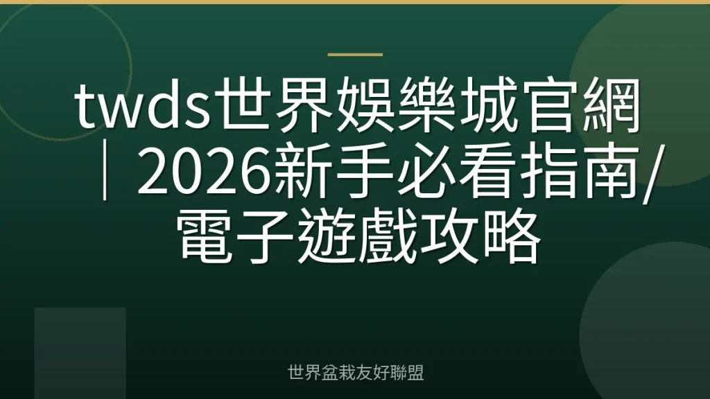 twds世界娛樂城官網｜2026新手必看指南/電子遊戲攻略