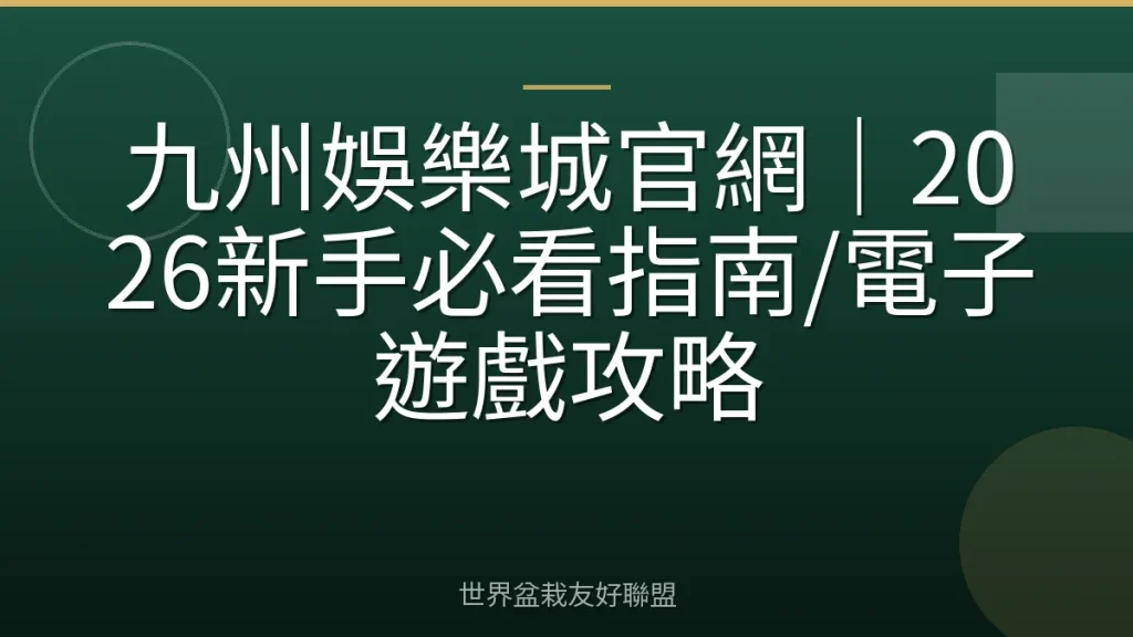 九州娛樂城官網｜2026新手必看指南/電子遊戲攻略