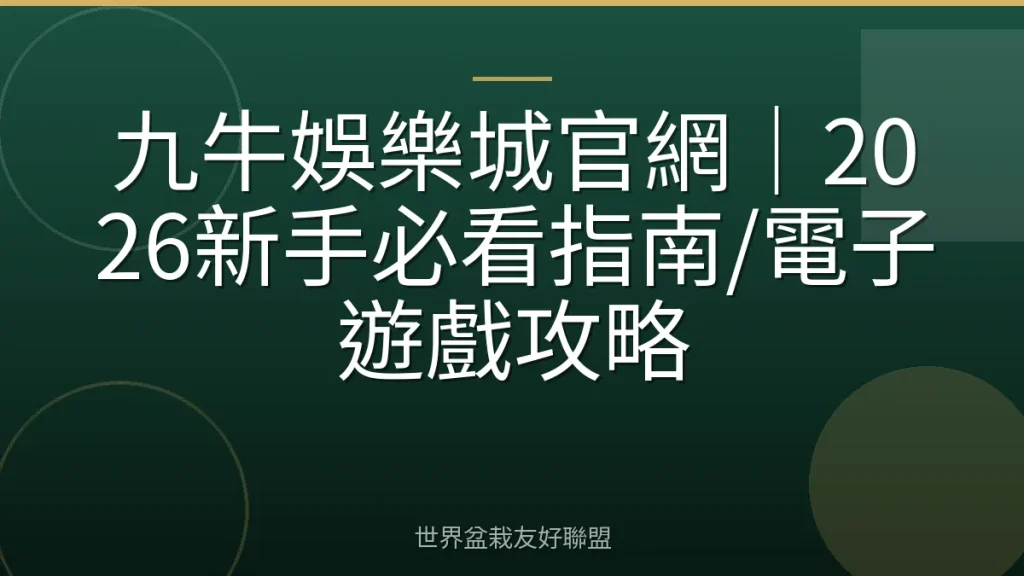 九牛娛樂城官網|2026新手必看指南/電子遊戲攻略