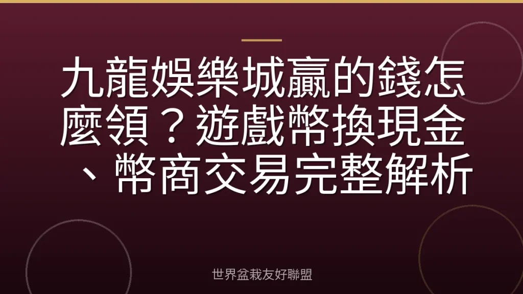 九龍娛樂城贏的錢怎麼領？遊戲幣換現金、幣商交易完整解析